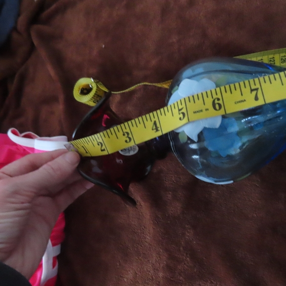 frank m Fenton 100th Flowers blue Vase Ruffled Top Hand Painted Kibbe (717/1500) - Picture 7 of 7